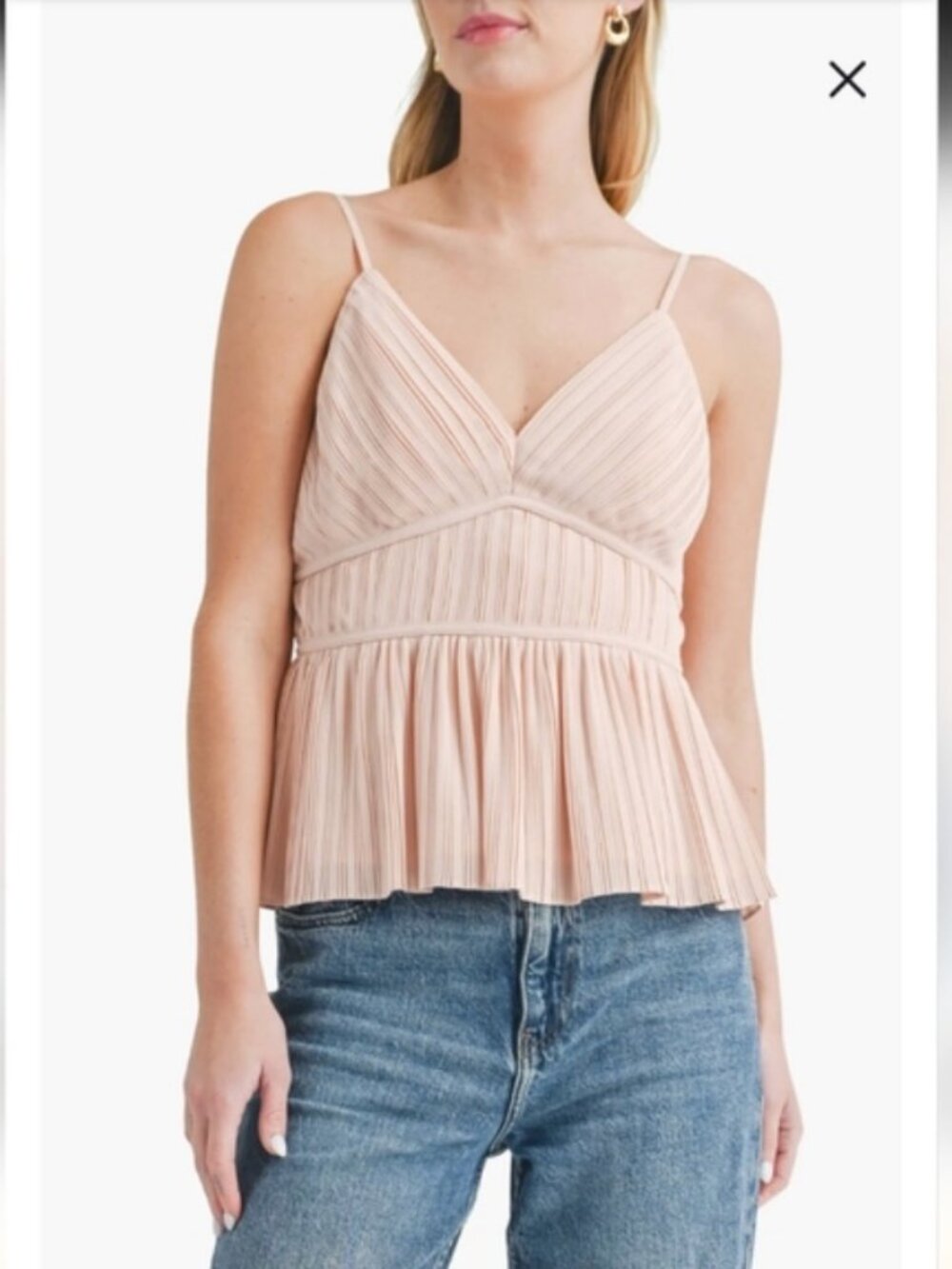 All in Favor (Nordstrom Brand) Pleated Peplum Camisole Blush Pink (L) NWT!